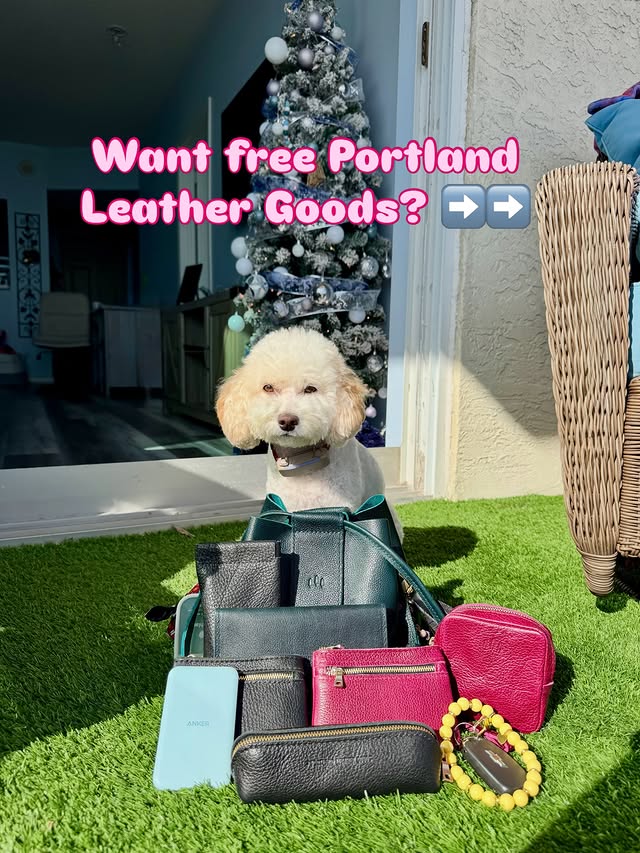 Instagram post by @lil_coco_starr for Portland Leather Goods. Caption reads: 👜 Purse lovers, rejoice! 👜 Mom says you can....