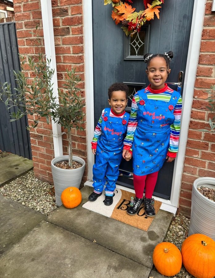 Instagram post by @_islajune for Smiffys. Caption reads: ad | The kids are Halloween ready with @smiffysuk....