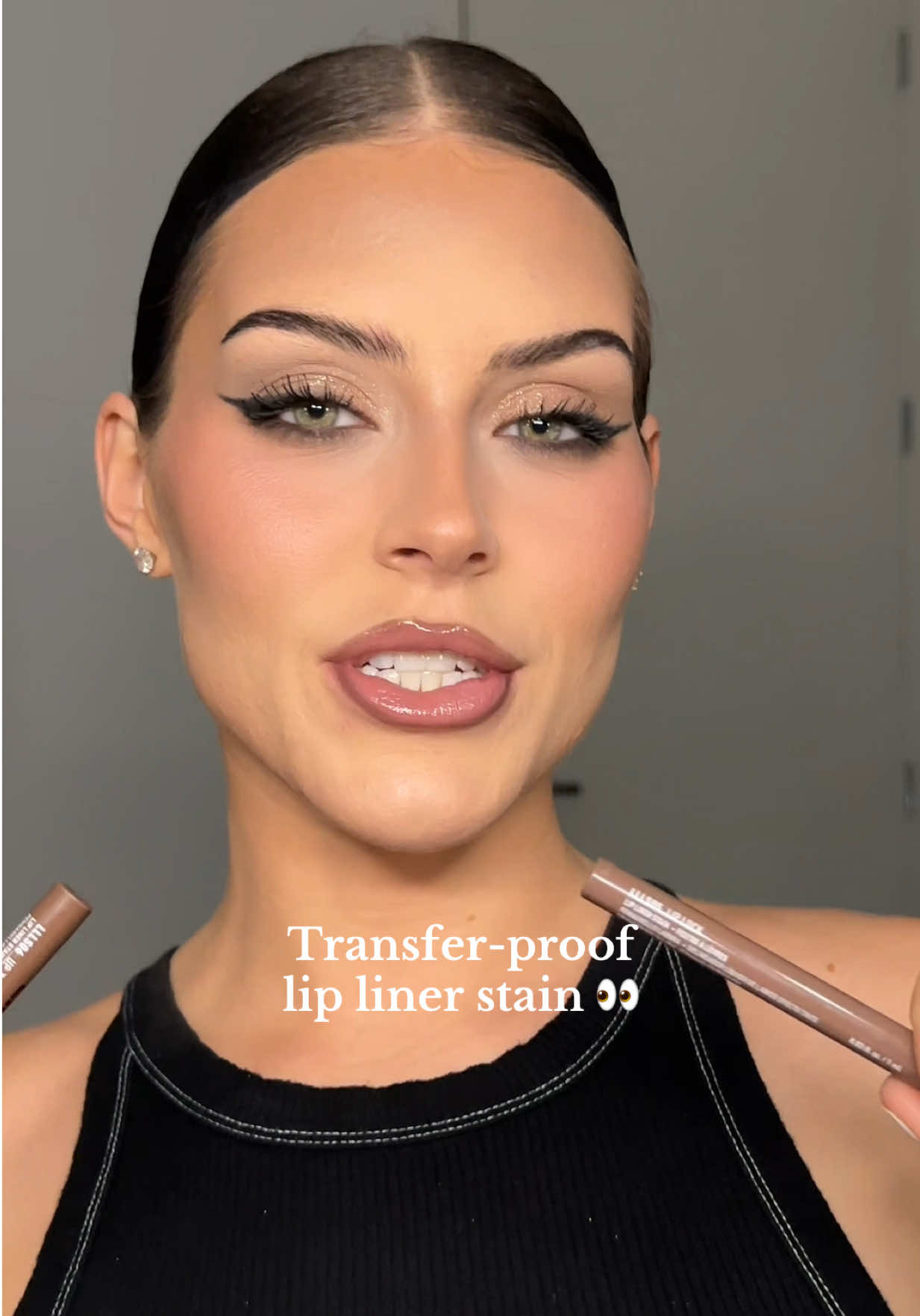 TikTok post by @madisonmkrohn for NYX Cosmetics. Caption reads: I was never too impressed by lip stains because....