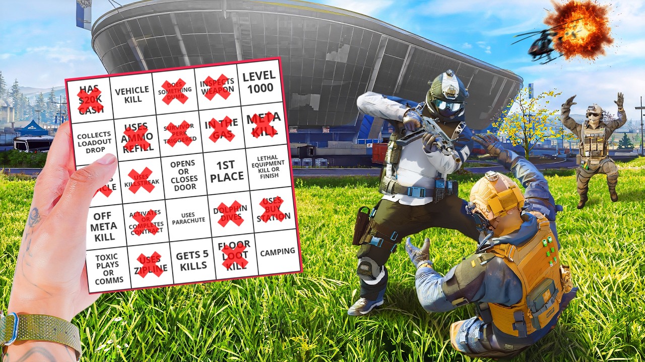 YouTube post by @MarleyThirteen for Ultimate Ears Pro. Caption reads: WARZONE BINGO is Absolute CARNAGE.