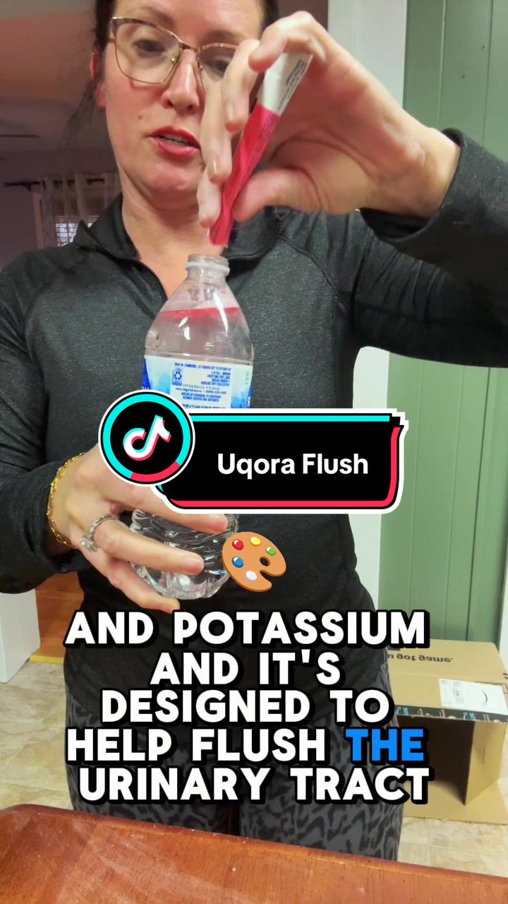 TikTok post by @jennyrowell for Uqora. Caption reads: Uqora Flush Advanced+ is a triple berry urinary....