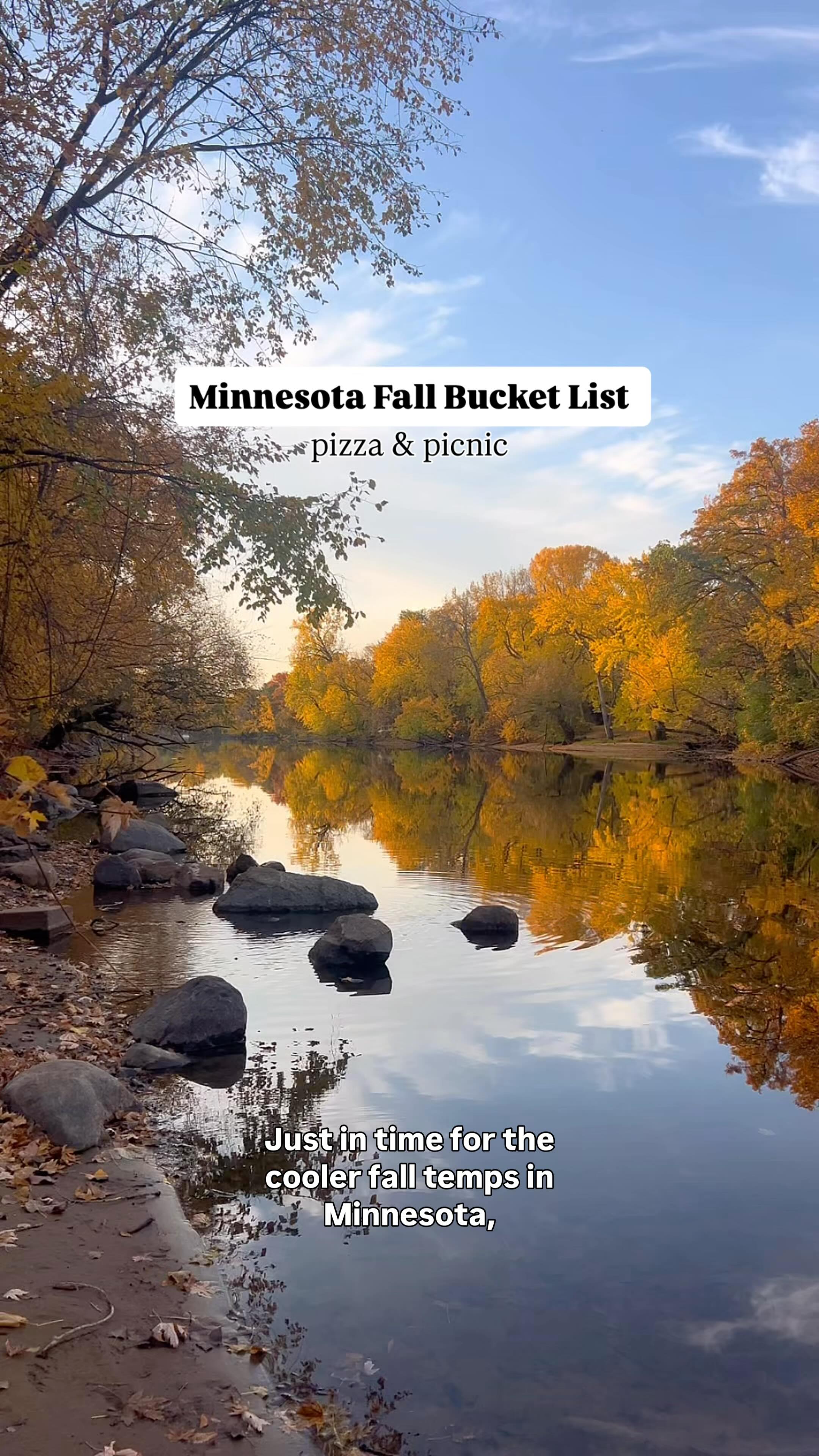 Instagram post by @taytakesatrip for Casey’s. Caption reads: Minnesota Fall Bucket List: Picnic & @caseys pizza....