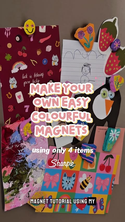 Instagram post by @amygibbsdesign for Sharpie. Caption reads: [...] magnet tutorial featuring the new....