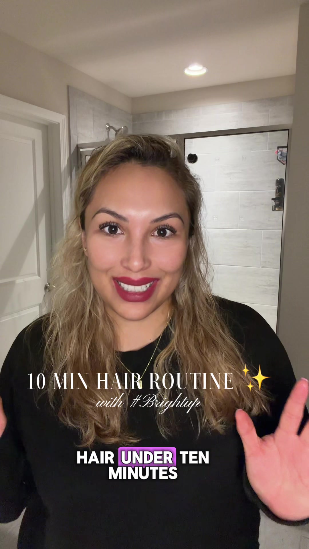 TikTok post by @ileniaa_cozyliving for Brightup. Caption reads: [...] my hair in under 10 minutes using the....