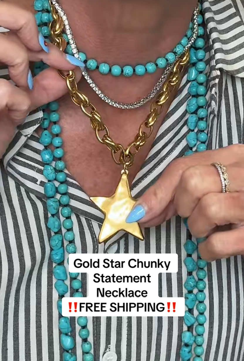 TikTok post by @the.gucci.mom for Bracha. Caption reads: ‼️FREE SHIPPING‼️ @WearBracha Gold Star Chunky....