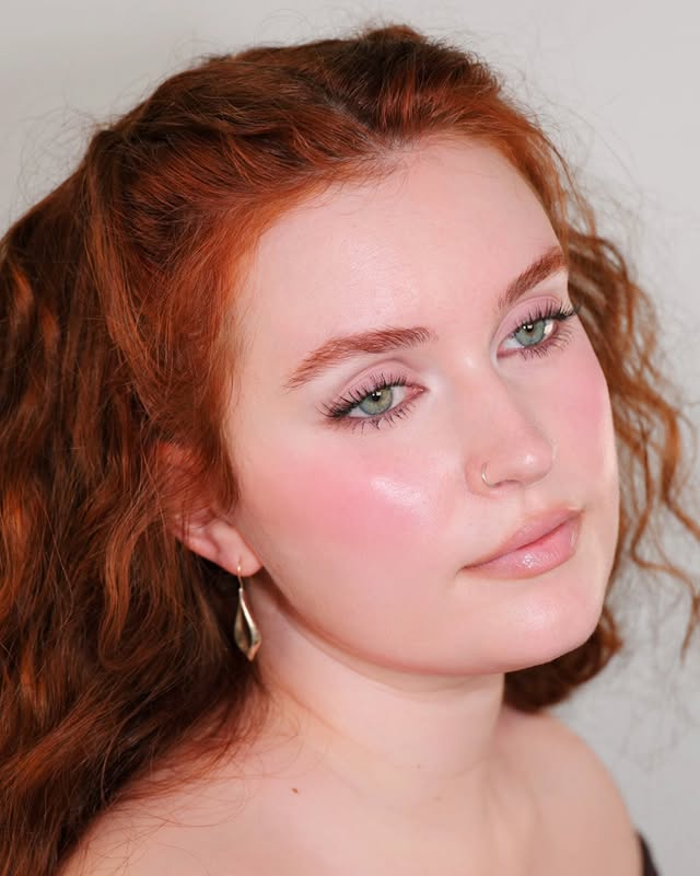 Instagram post by @merry.laney for Haus Labs by Lady Gaga. Caption reads: natural glam for a pale pink girl 🌸....