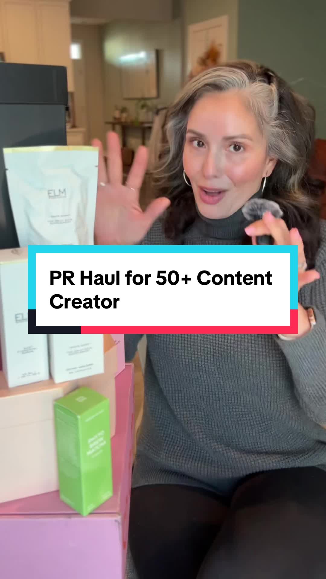 TikTok post by @silver_sister_says for Elm Biosciences. Caption reads: If you’ve ever wondered what a PR haul looks like....