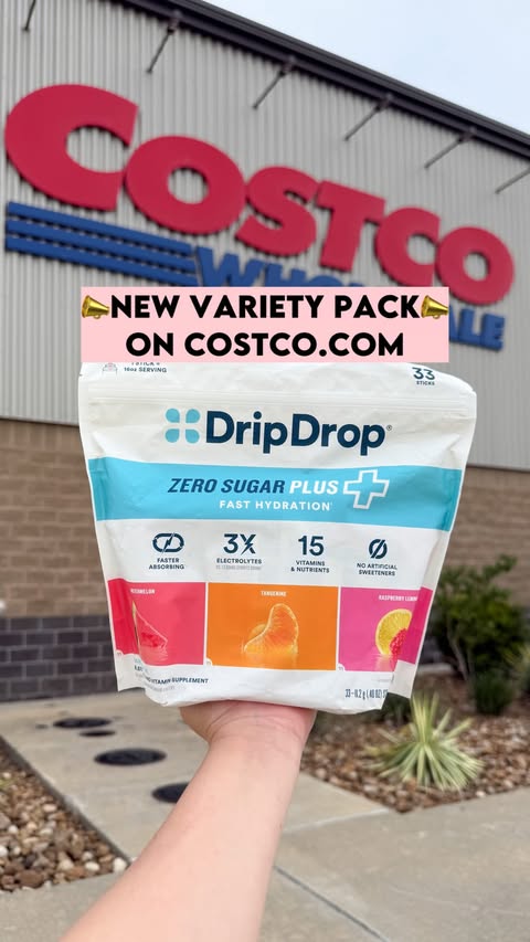 Instagram post by @costcoaisles for DripDrop. Caption reads: [...] hydration while saving $7 on the....