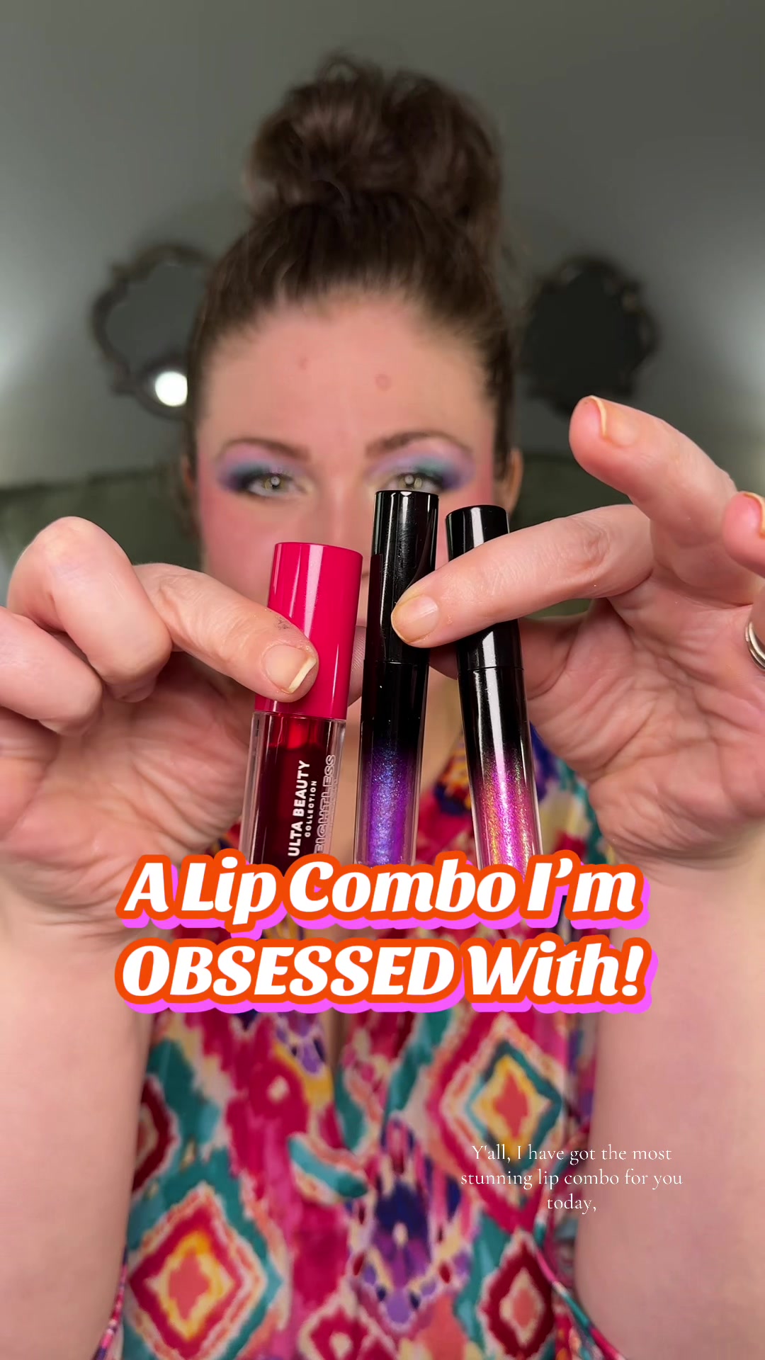TikTok post by an influencer for Adriana Nichole Cosmetics. Caption reads: [...] Lip Stain with TWO @Adriana Nichole....