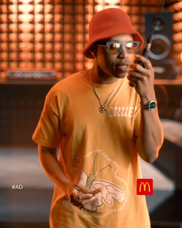 Instagram post by @pellyeah for McDonald's. Caption reads: #Ad "Take Off” ain’t just a track— it’s a moment.....