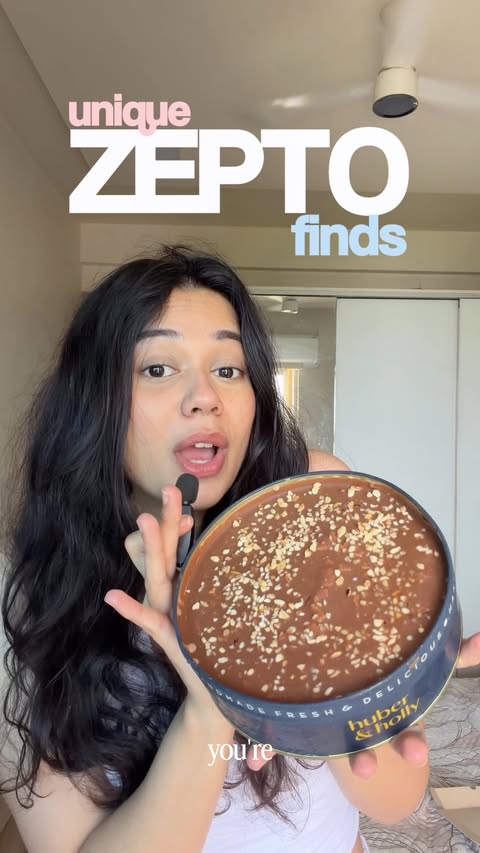 Instagram post by @simone_sayssss for Zepto. Caption reads: [...] cream tin cake from @huberandholly from....