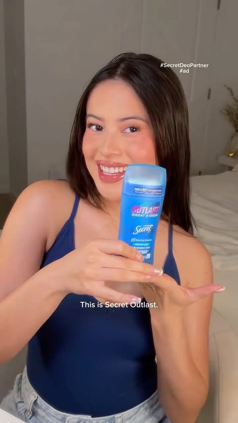 Instagram post by @_delcidlisbeth for Secret Deodorant. Caption reads: #ad #SecretDeoPartner The Outlast Stick by....
