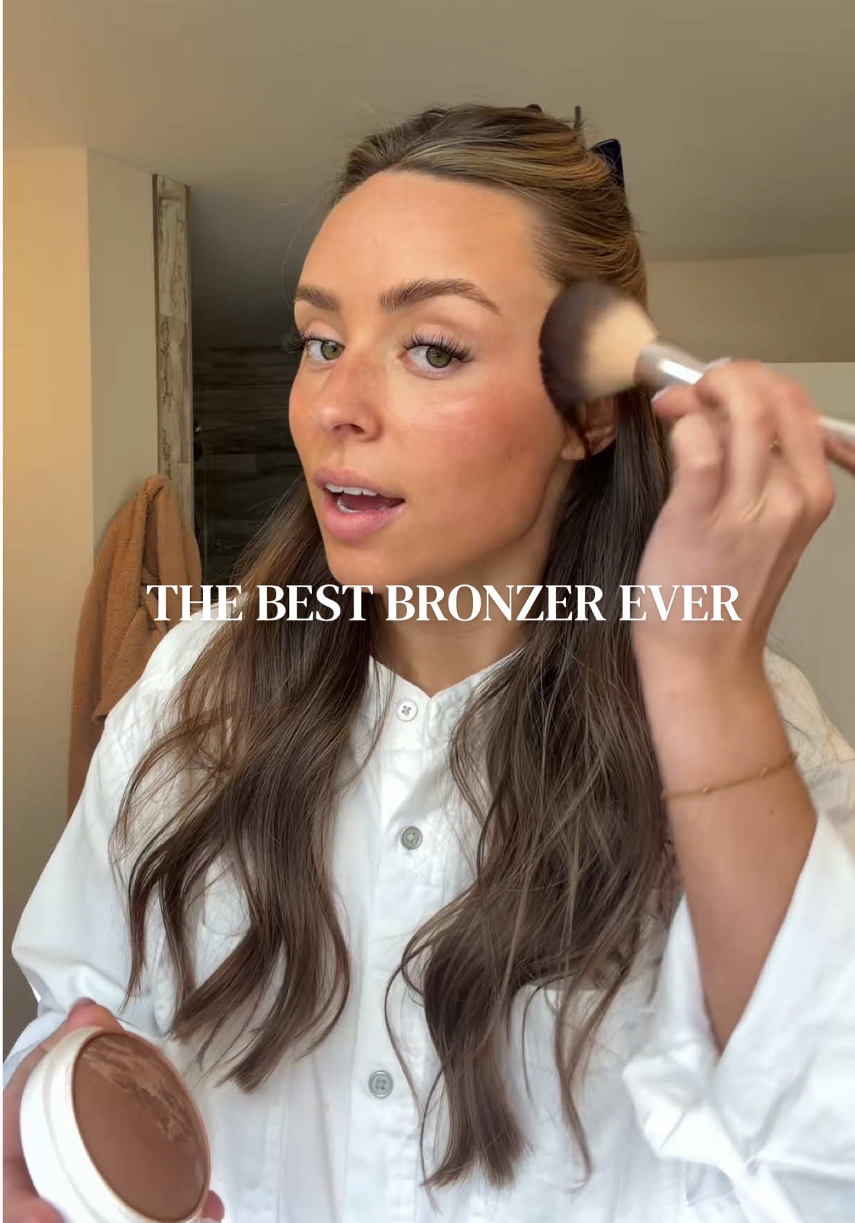 TikTok post by @kendallfaithtoole for DIBS Beauty. Caption reads: [...] a bronzer I’ve ever tried🏆 #bronzer....