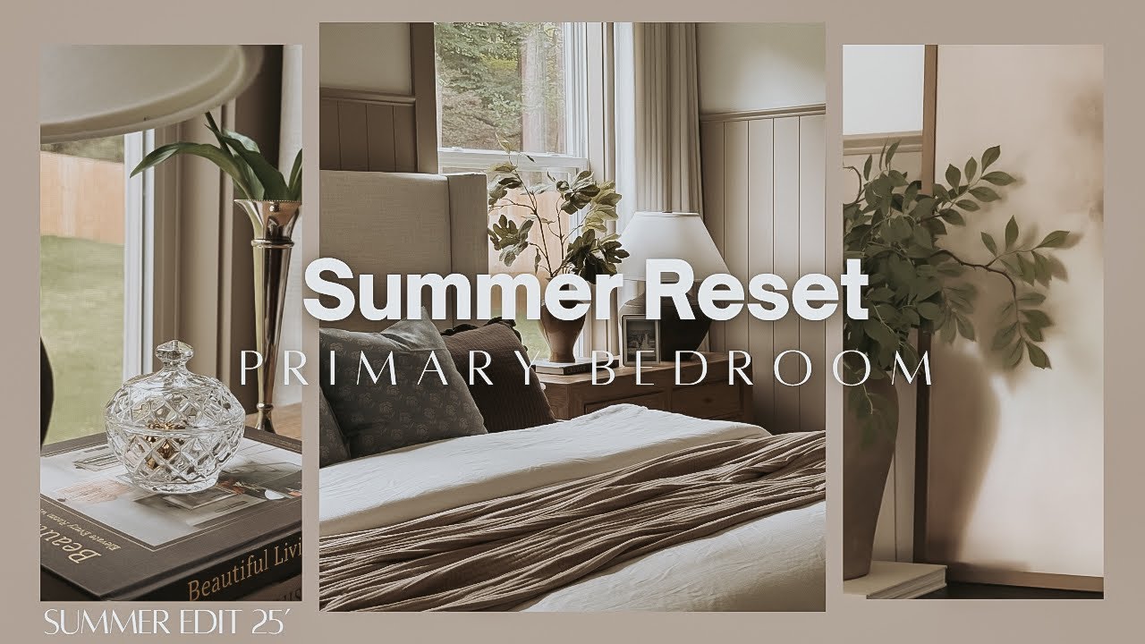 YouTube post by @jennashome for Frame It Easy. Caption reads: 2025 Summer Bedroom Reset | Decorate With Me |....