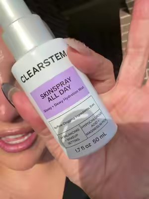 TikTok post by @veronica20aguilar for CLEARSTEM Skincare. Caption reads: [...] skincare routine in my car lol. @CLEARSTEM....