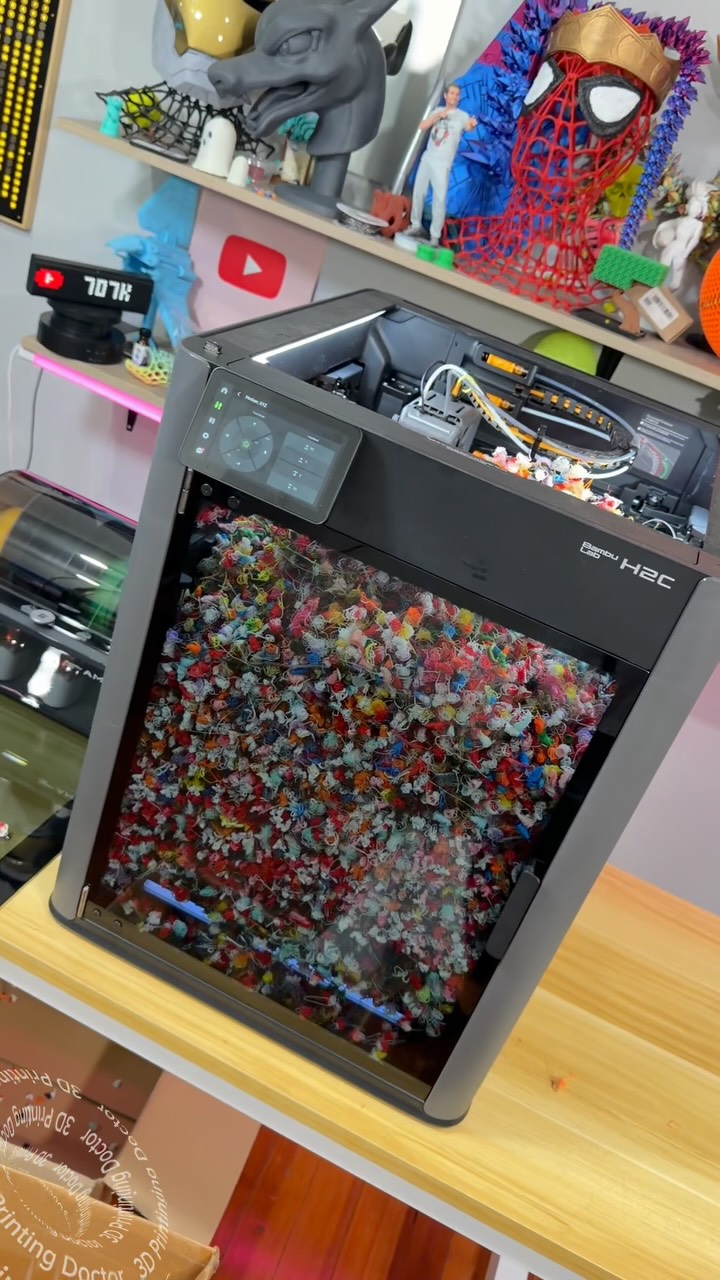 Instagram post by @3dprintingdoctor for Bambu Lab. Caption reads: Bambulab H2C is out!!!! Amazing machine. Minimum....