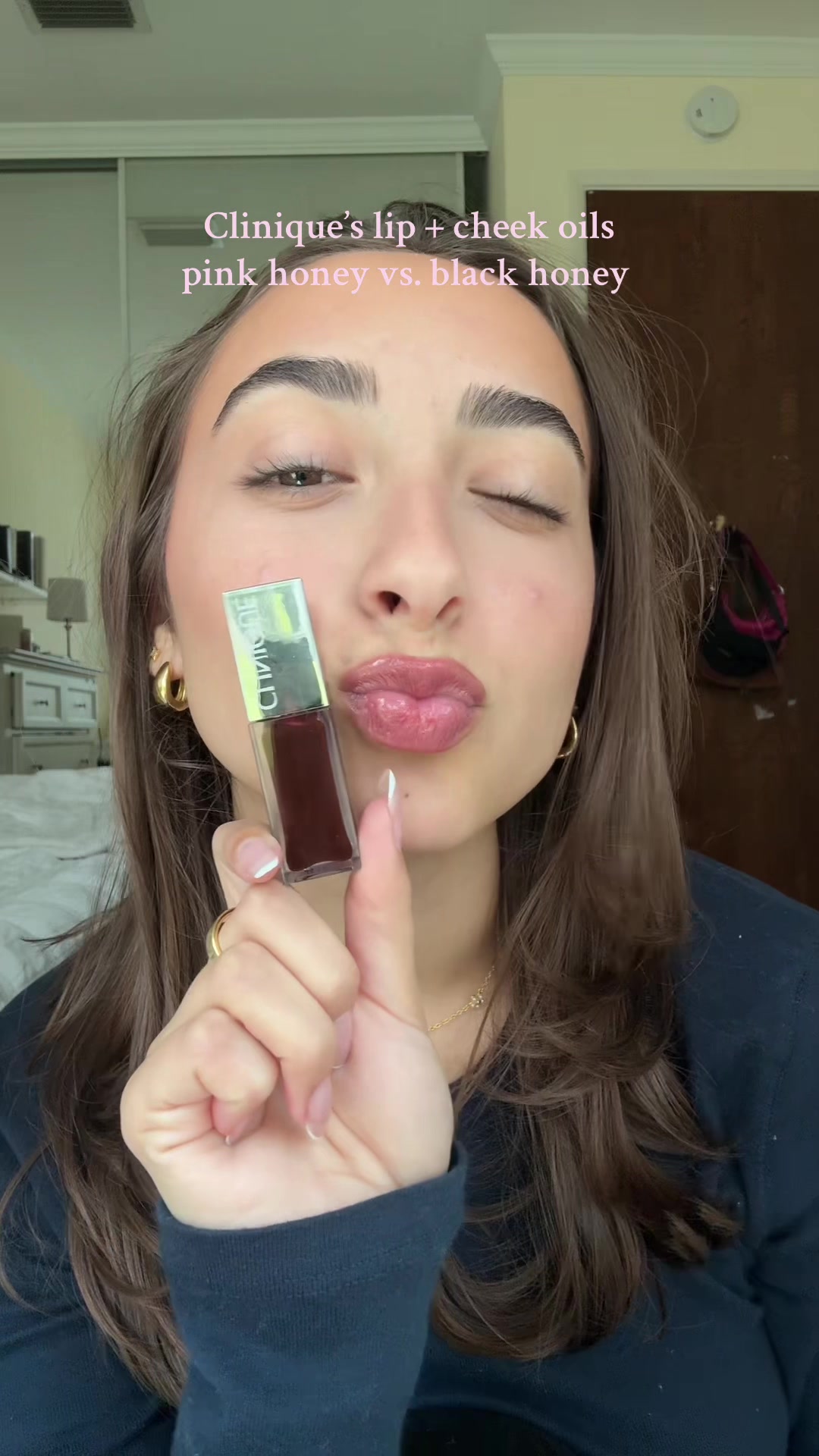 TikTok post by @noelle_asmr for Clinique. Caption reads: me and lippies 🤞🤞 @Clinique #christmasgiftideas....