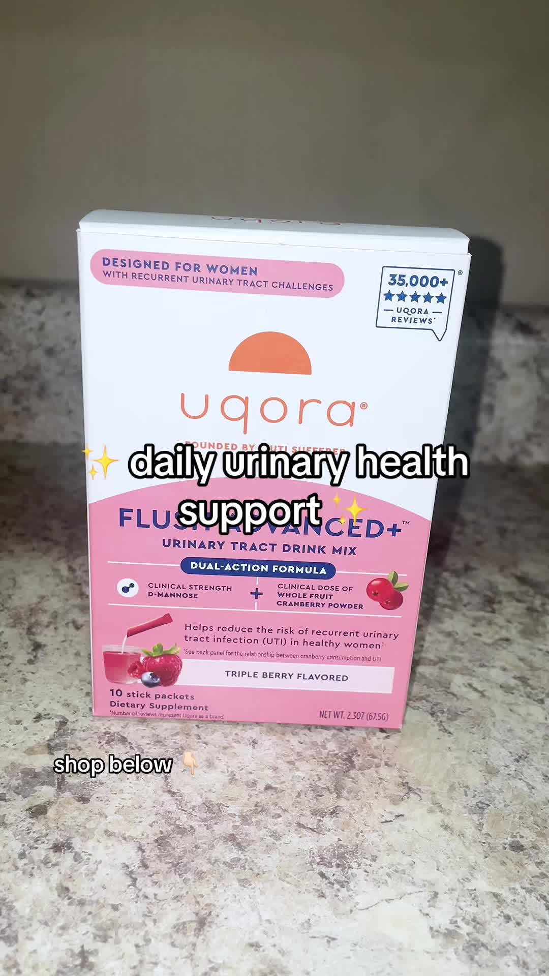 TikTok post by @theycallhermeghan for Uqora. Caption reads: [...] this 🤍 This is Flush Advanced+ from Uqora —....