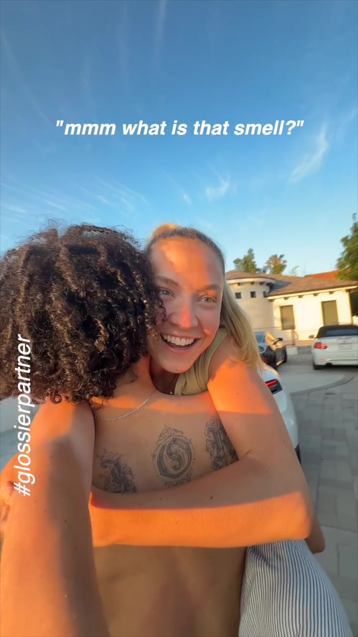 TikTok post by @lunamontana for Glossier. Caption reads: i think we found my new scent for summer☺️....