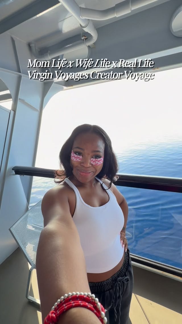 Instagram post by @lifewithchanning for Moët & Chandon. Caption reads: Having the time of my life with @virginvoyages ❤️....