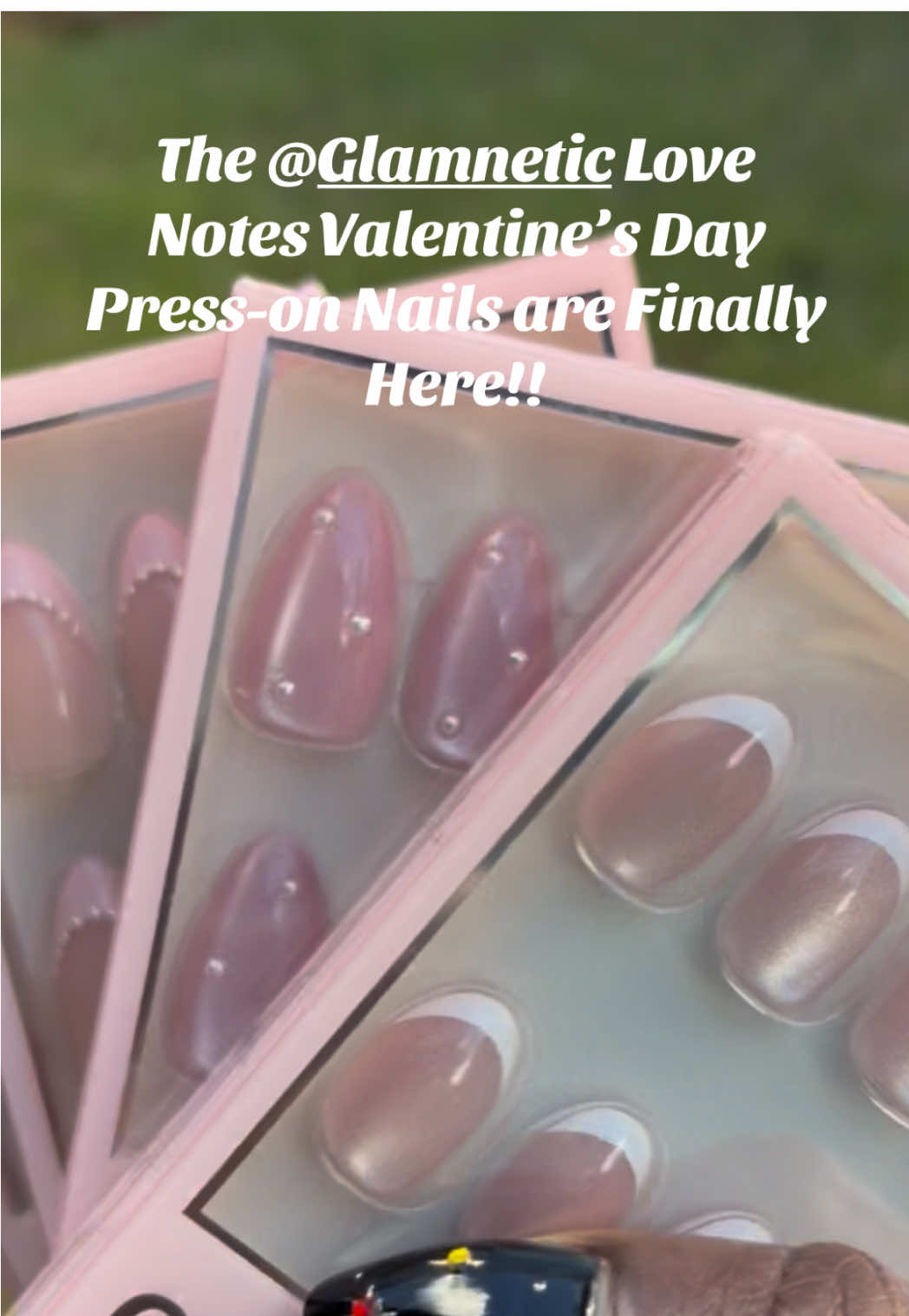TikTok post by @poshmahoganyqt for Glamnetic. Caption reads: The Glamnetic Love Notes Valentine’s Day [...].