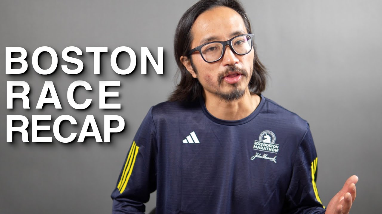 YouTube post by @kofuzi for Bandit Running. Caption reads: Boston Marathon 2023 Race Recap.