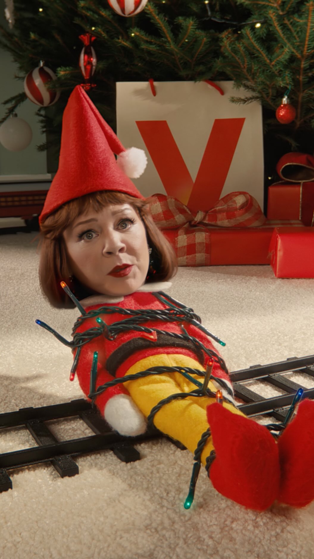 Instagram post by @melissamccarthy for Verizon. Caption reads: Time for elf care. Get Samsung Galaxy S25, Watch....