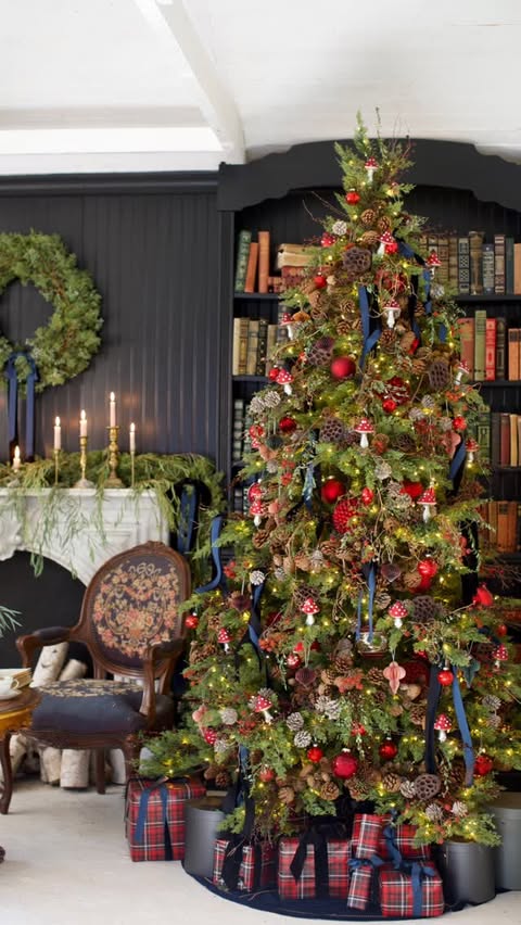 Instagram post by @frenchcountrycottage for Balsam Hill. Caption reads: Which of these 12 Christmas trees is talking you?....