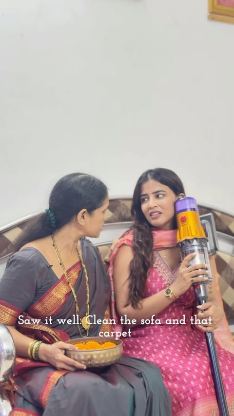 Instagram post by @sameekshatakke13 for Dyson. Caption reads: [...] rule “ghar clean pahije!” And with the Dyson....