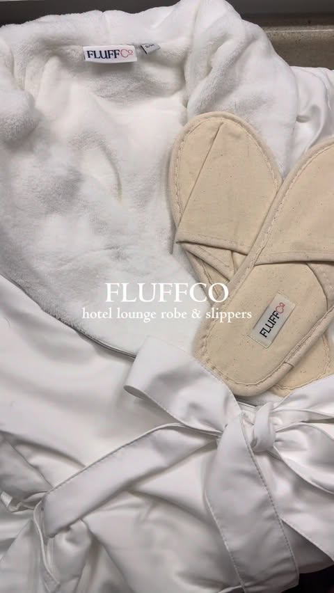 Instagram post by @lifestyl_america for fluff. Caption reads: [...] hotel every time you slip into your FluffCo....
