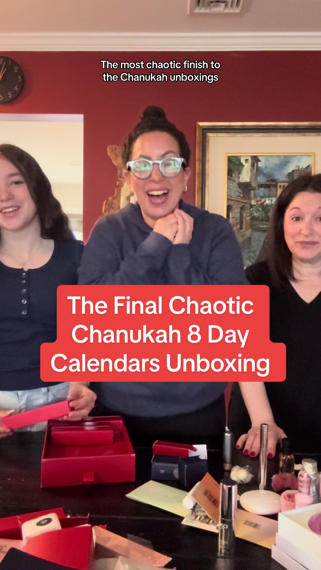 TikTok post by @therealmelindastrauss for dedcool. Caption reads: We’re done opening up all the Chanukah 8 day....