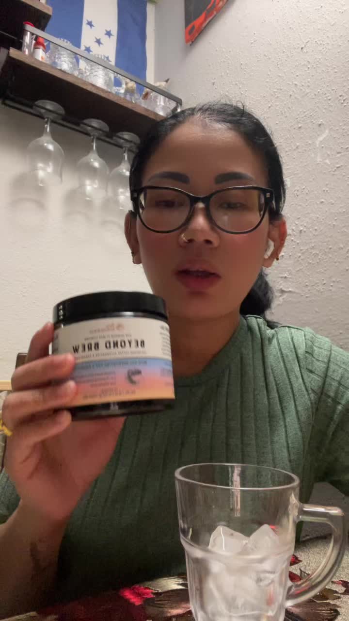 TikTok post by @maya_rai93 for Live Conscious. Caption reads: Live Conscious Beyond Brew Functional Mushroom....