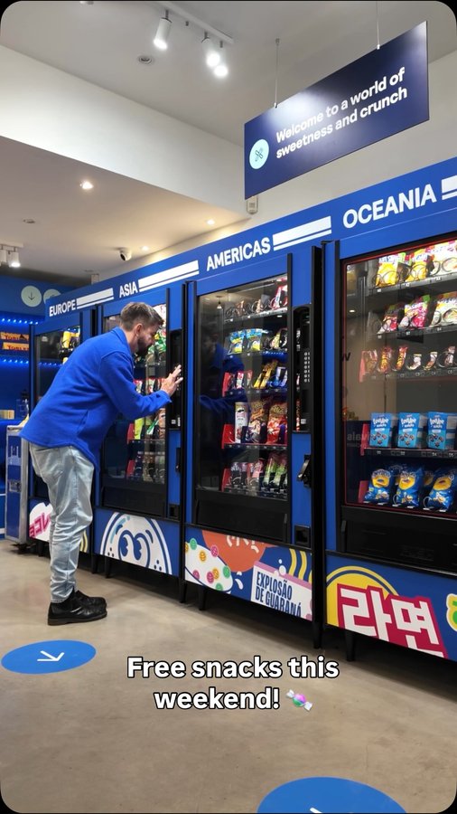 Instagram post by @mistercarrington for Skyscanner. Caption reads: Ad #SkyScanner HELLO FREE SNACKS! ✈️ Snack Tourism....