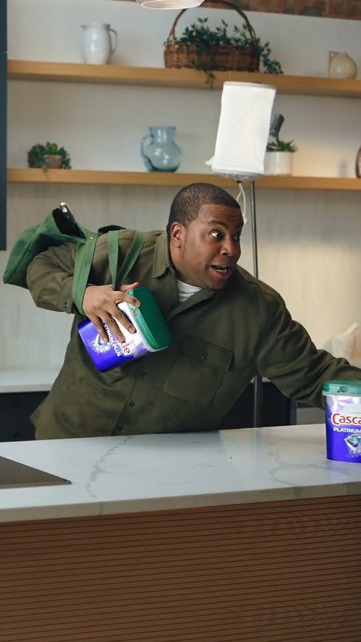 Instagram post by @kenanthompson for Cascade. Caption reads: All in a day’s work 🤣#Cascade_Partner About to go....