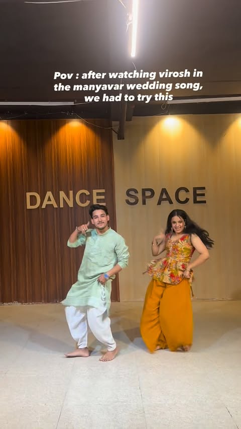 Instagram post by @hmaurya_11 for Manyavar. Caption reads: What a lovely song 😍 @manyavar #manyavar #dance....