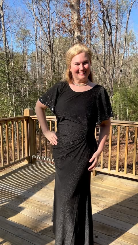 Instagram post by @yogathroughmenopause for Ever-Pretty. Caption reads: This @everprettyofficial dress had me feeling like....