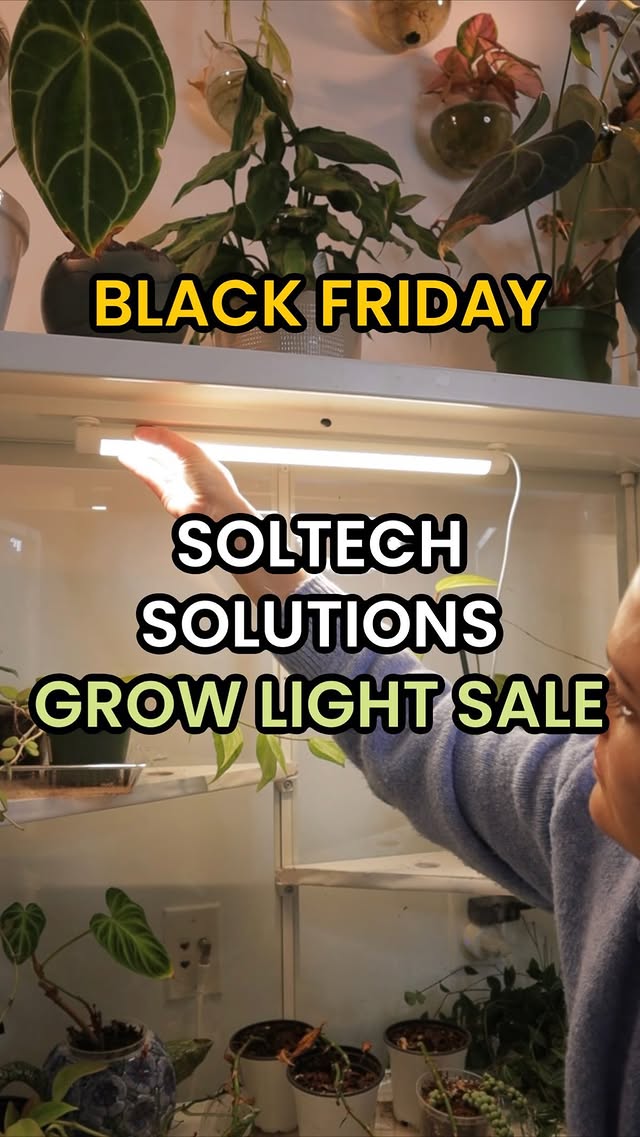 Instagram post by @lifewithashleyanita for Soltech. Caption reads: [...] ultimate plant care with up to 33% off....