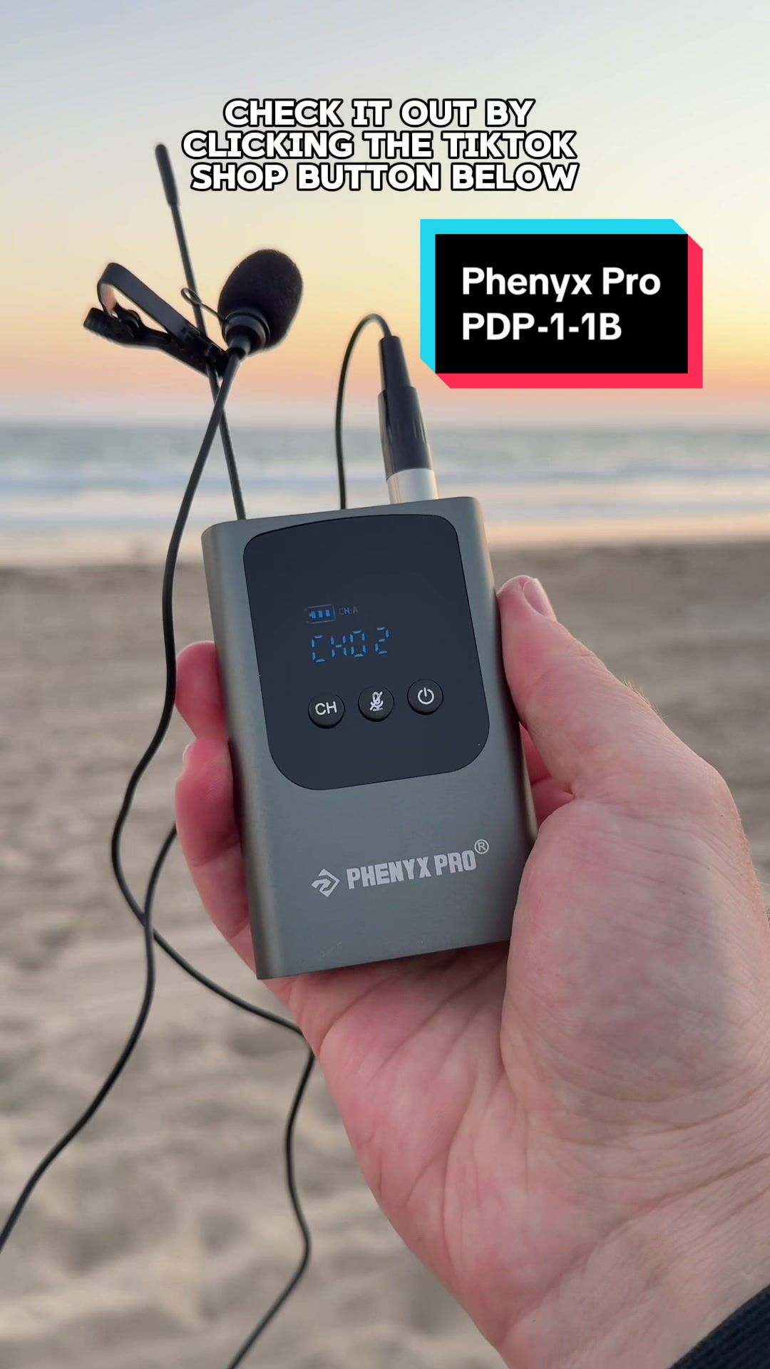 TikTok post by @trutech for Phenyx Pro. Caption reads: This portable bodypack mic system by @Phenyx Pro....