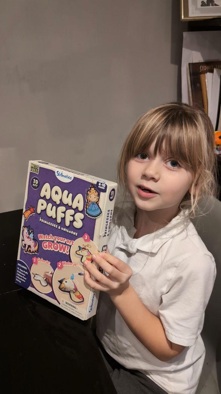 Instagram post by @nicolalemmon for Wire PR. Caption reads: Ad @skillmatics_uk new aqua puff set is so much....