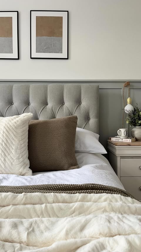 Instagram post by @newhome_oldhouse_ for Twopagescurtains. Caption reads: [...] Bed itself! Curtains are @twopagescurtains....