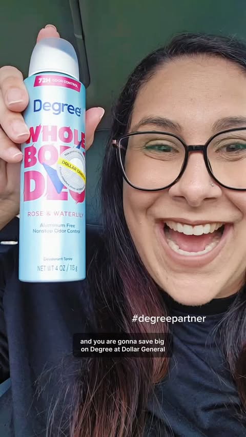 Instagram post by @couponwithashleyb for Degree. Caption reads: Save BIG on Degree at Dollar General! 🙌 Score $3....
