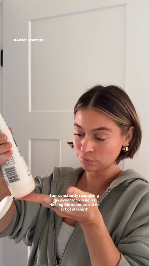 Instagram post by @_withsarah for Aveeno. Caption reads: #AveenoPartner Spend the day with me as my skin....