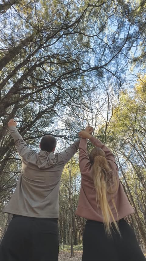 Instagram post by an influencer for Pinspark Activewear. Caption reads: Forest walks with my husband have become our....