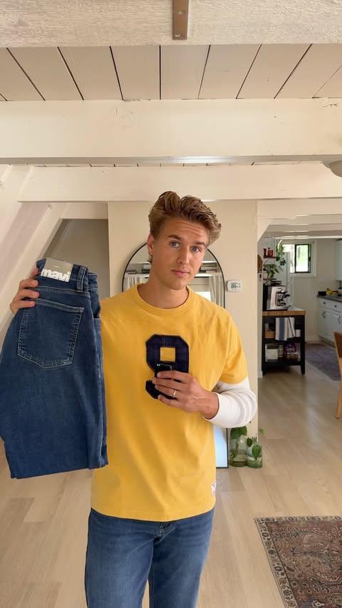 Instagram post by @camgcooper for Mavi. Caption reads: [...] with the Zach Straight Leg Jeans from....