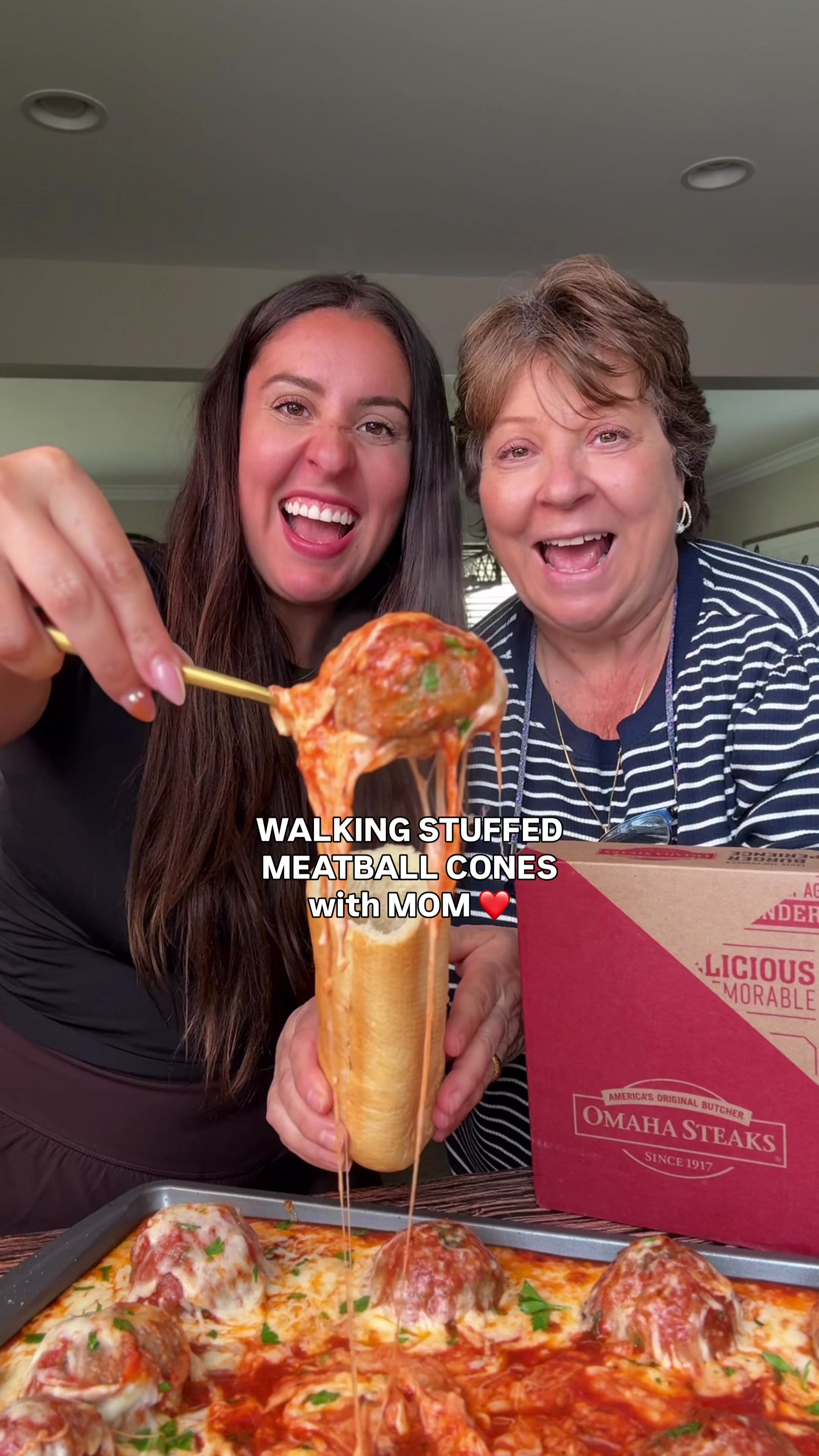 TikTok post by @thecookingmawma for Omaha Steaks. Caption reads: [...] 🙌 Tonight, my mom and I are putting @Omaha....