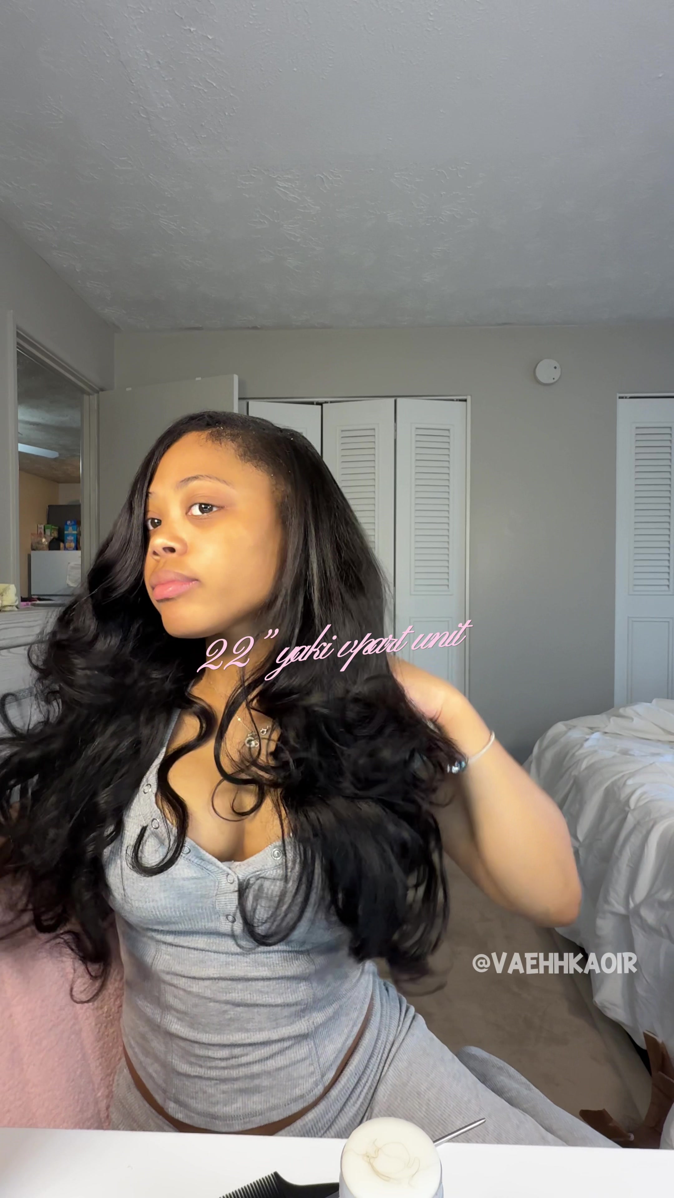 TikTok post by @vaehhkaoir_ for Celie Hair. Caption reads: And it came pre layered😛 #vaehhkaoir #celiehair....
