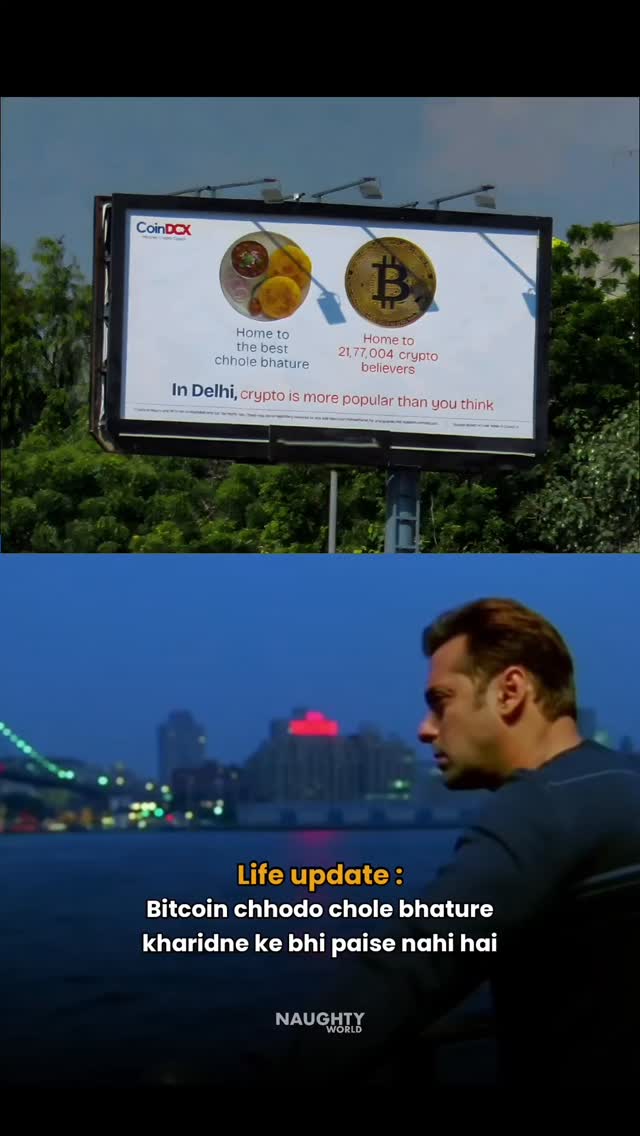 Instagram post by @naughtyworld for CoinDCX. Caption reads: Dukh 💀
.
#CryptoIsPopular.