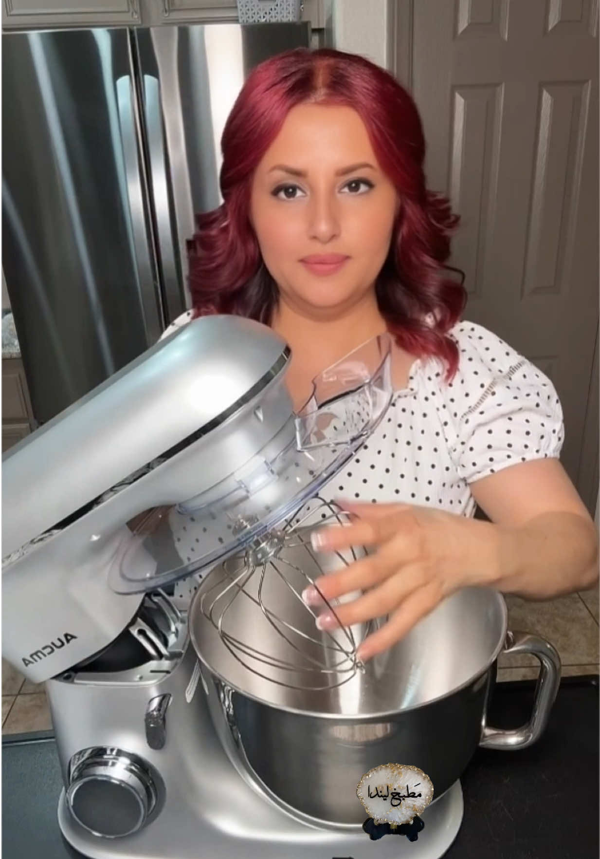 TikTok post by @lindakitchen8 for Kitchen in the Box. Caption reads: Aucma stand mixer 8.5 quart 900 W @Kitchen in the....