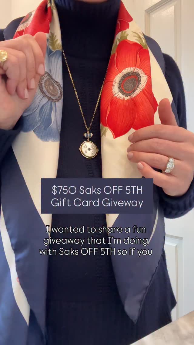 Instagram post by @thriftandtell for Saks OFF 5TH. Caption reads: I’m so excited to partner with @saksoff5th to give....