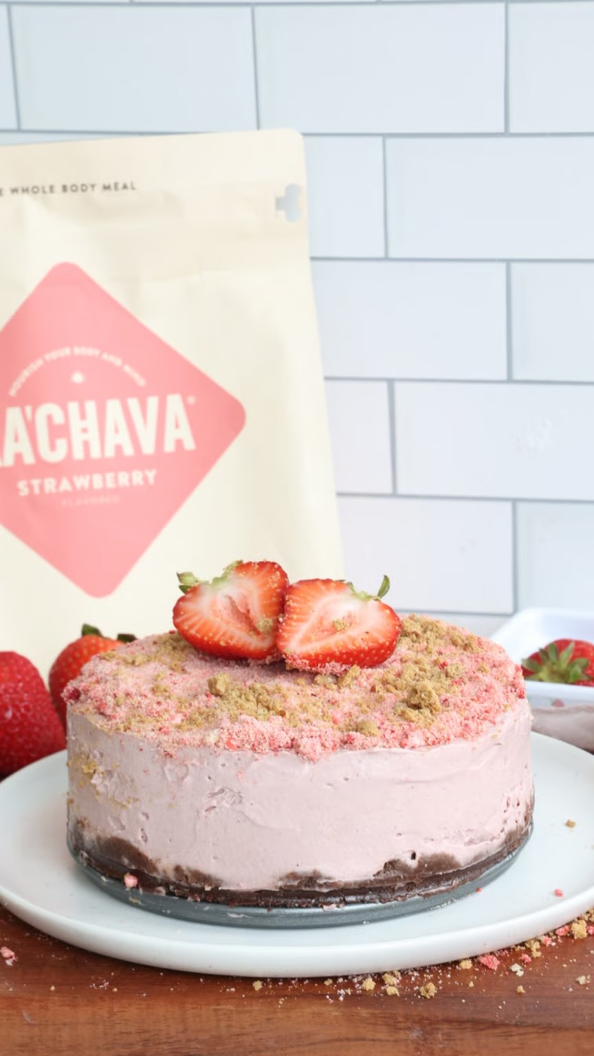Instagram post by an influencer for Ka'Chava. Caption reads: [...] (aka the new Strawberry @Kachava All-in-one....